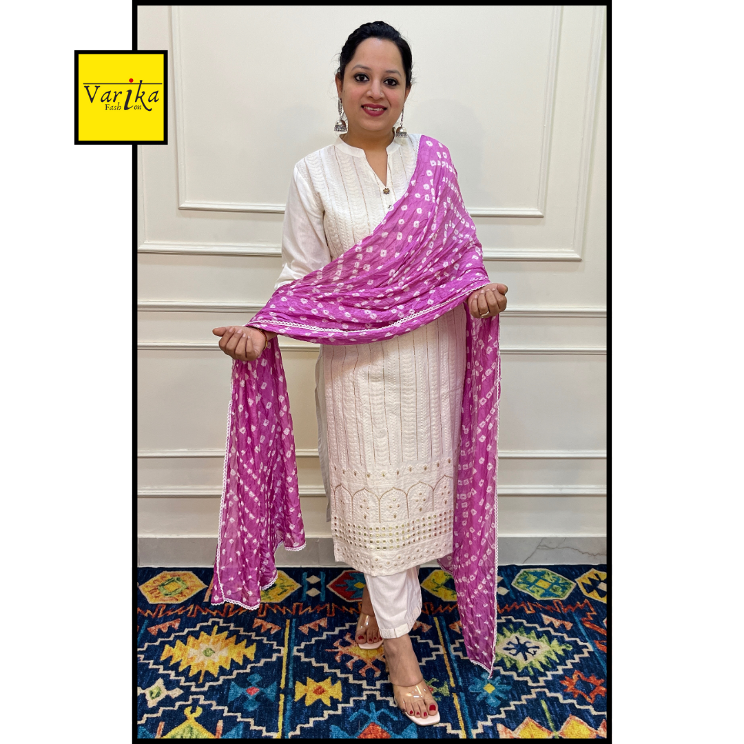 Cotton Flex 3 Piece Suit with Bandhani Dupatta